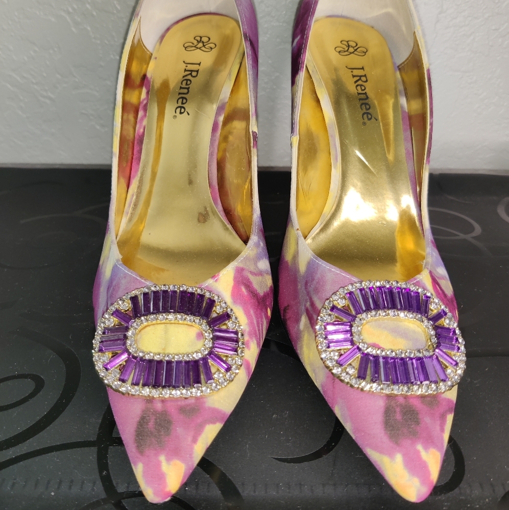 J.Renee Purple Stiletto Heels with Crystal Embellishments